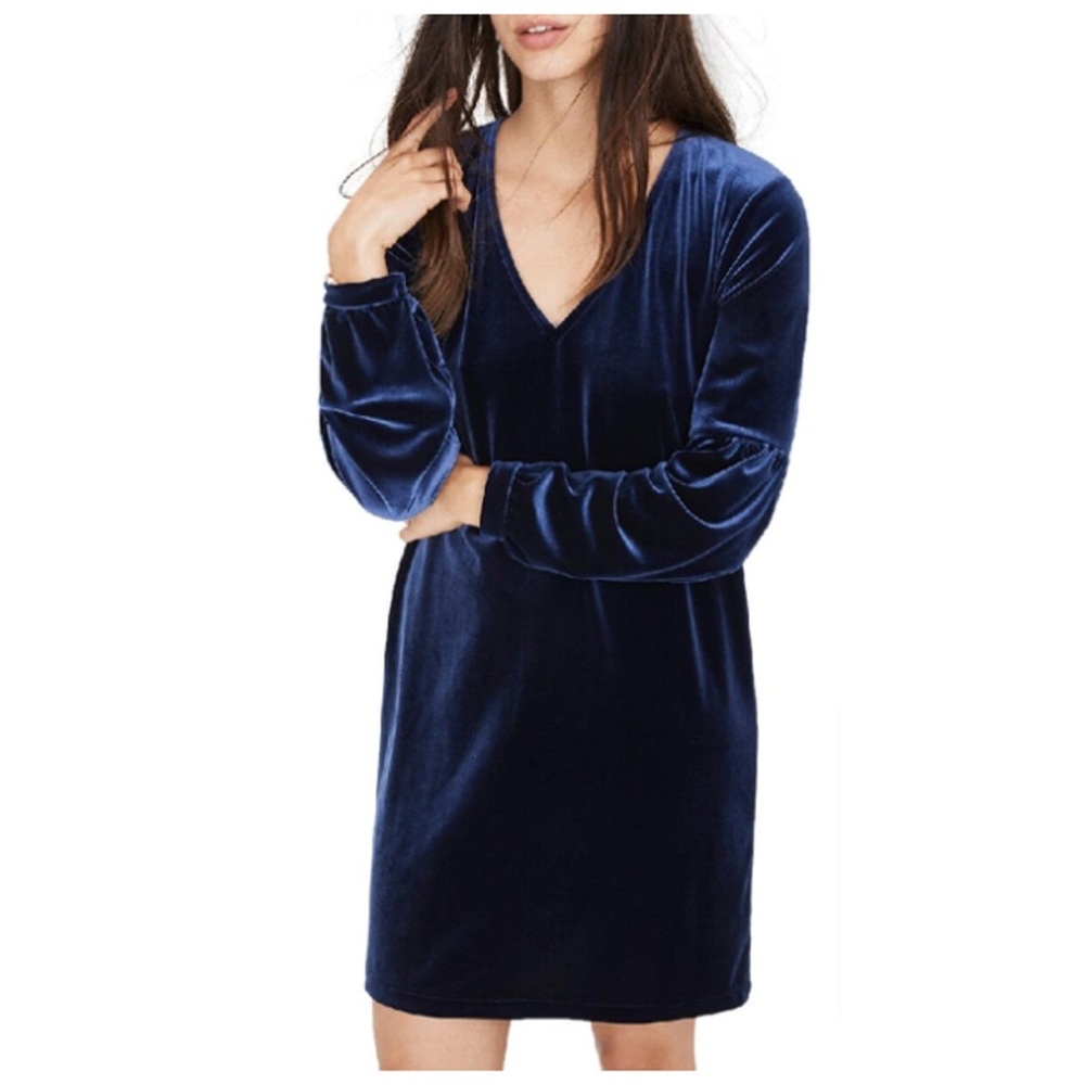 Madewell Navy Velvet Mini Dress Size Large